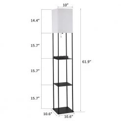 63 in. Floor Lamp with Shelves, Square Corner Tall Bookshelf Lamp with USB by Cedar Hill -Bella Depot || ULTRALAST GREEN Sales black bookshelf lamp cedar hill floor lamps 420802 1f 1000