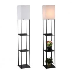 63 in. Floor Lamp with Shelves, Square Corner Tall Bookshelf Lamp with USB by Cedar Hill -Bella Depot || ULTRALAST GREEN Sales black bookshelf lamp cedar hill floor lamps 420802 44 1000