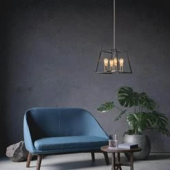 4-Light Square Pendant Light with Black Metal Shade by Cedar Hill -Bella Depot || ULTRALAST GREEN Sales black cedar hill chandeliers 410406 44 1000