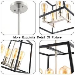 4-Light Square Pendant Light with Black Metal Shade by Cedar Hill -Bella Depot || ULTRALAST GREEN Sales black cedar hill chandeliers 410406 fa 1000