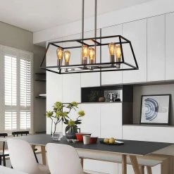 6-Light Adjustable Pendant Lights with Black Metal Shade by Cedar Hill -Bella Depot || ULTRALAST GREEN Sales black cedar hill chandeliers 410506 31 1000