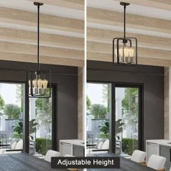 4-Light Brushed Nickel Industrial Geometric Pendant by Cedar Hill -Bella Depot || ULTRALAST GREEN Sales black cedar hill chandeliers 410821 4f 1000