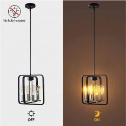 4-Light Brushed Nickel Industrial Geometric Pendant by Cedar Hill -Bella Depot || ULTRALAST GREEN Sales black cedar hill chandeliers 410821 fa 1000