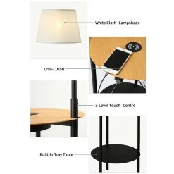 65 in. Black Floor Lamp with USB Ports Wireless Charging and Table by Cedar Hill -Bella Depot || ULTRALAST GREEN Sales black cedar hill floor lamps 415202 44 1000