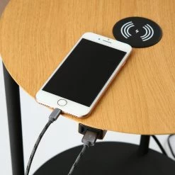 65 in. Black Floor Lamp with USB Ports Wireless Charging and Table by Cedar Hill -Bella Depot || ULTRALAST GREEN Sales black cedar hill floor lamps 415202 4f 1000