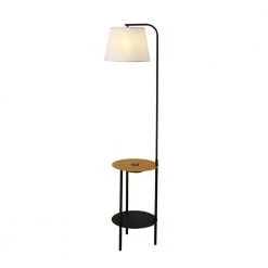 65 in. Black Floor Lamp with USB Ports Wireless Charging and Table by Cedar Hill
