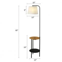 65 in. Black Floor Lamp with USB Ports Wireless Charging and Table by Cedar Hill -Bella Depot || ULTRALAST GREEN Sales black cedar hill floor lamps 415202 fa 1000
