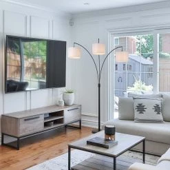 82 in. Black Indoor Floor Lamp with 3-Light Tree Arc Decor by Cedar Hill