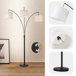 82 in. Black Indoor Floor Lamp with 3-Light Tree Arc Decor by Cedar Hill -Bella Depot || ULTRALAST GREEN Sales black cedar hill floor lamps 418508 fa 1000