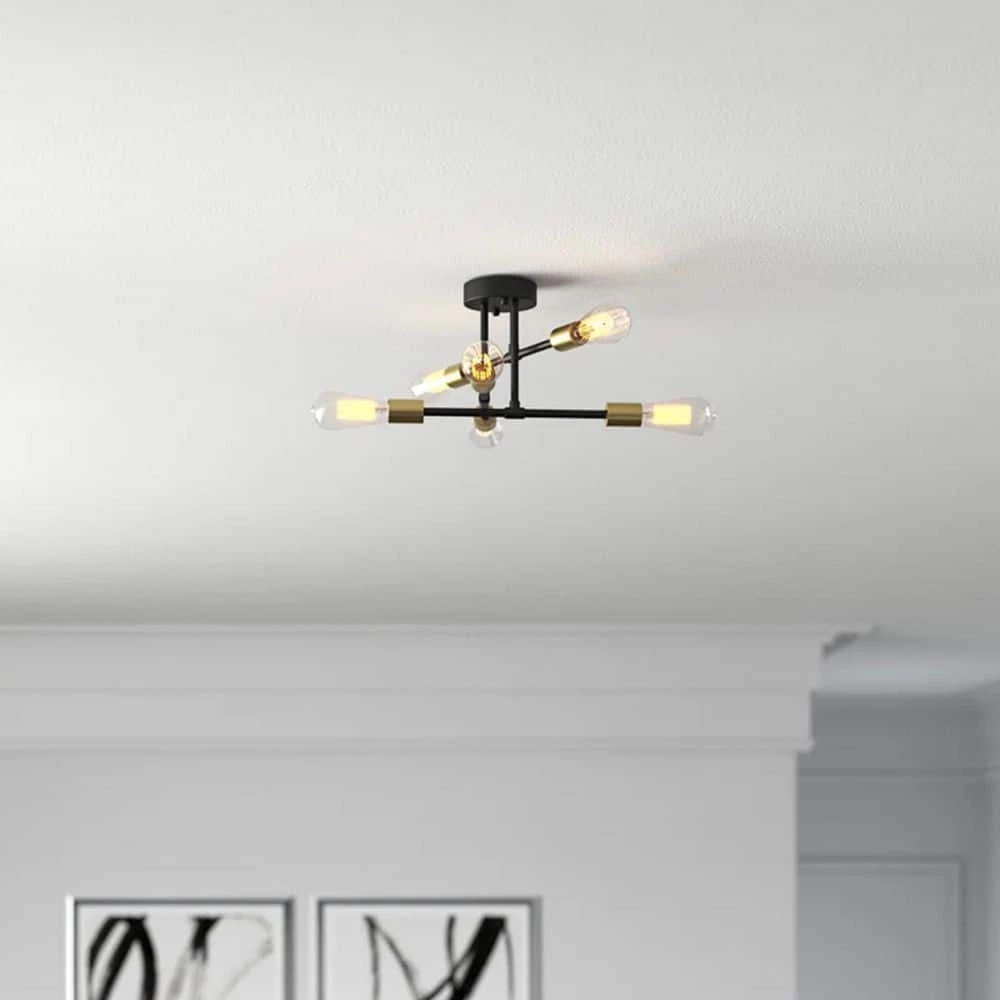 17.5 in. 6-Light Black Sputnik Semi-Flush Mount Ceiling Light by Cedar Hill 2 17.5 in. 6-Light Black Sputnik Semi-Flush Mount Ceiling Light by Cedar Hill