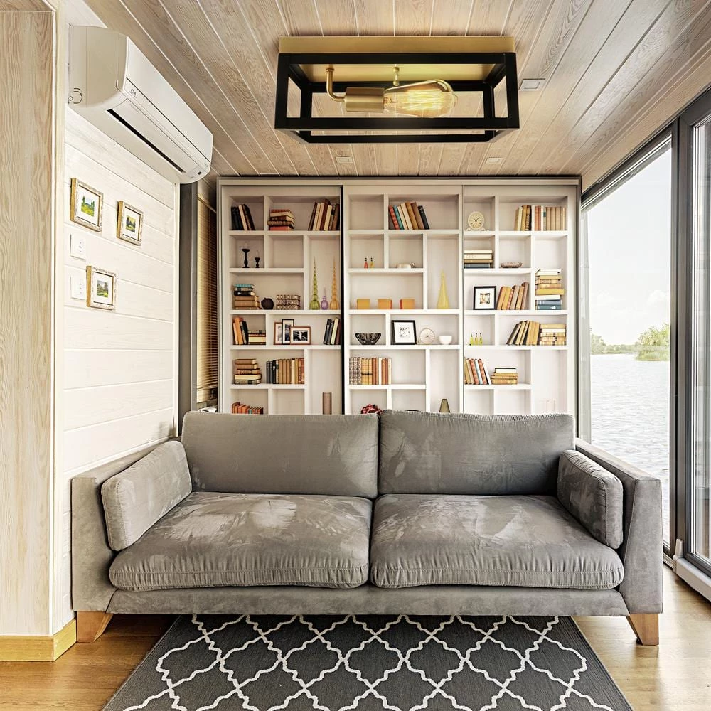 13 in. 1-Light Matte Black Flush Mount Metal Square Cage Ceiling Light Fixture by Cedar Hill 7 13 in. 1-Light Matte Black Flush Mount Metal Square Cage Ceiling Light Fixture by Cedar Hill - Image 5