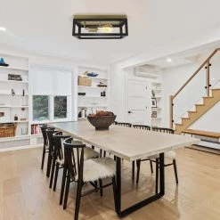 13 in. 1-Light Matte Black Flush Mount Metal Square Cage Ceiling Light Fixture by Cedar Hill 14 13 in. 1-Light Matte Black Flush Mount Metal Square Cage Ceiling Light Fixture by Cedar Hill -Bella Depot || ULTRALAST GREEN Sales black cedar hill flush mount lights 410820 fa 1000