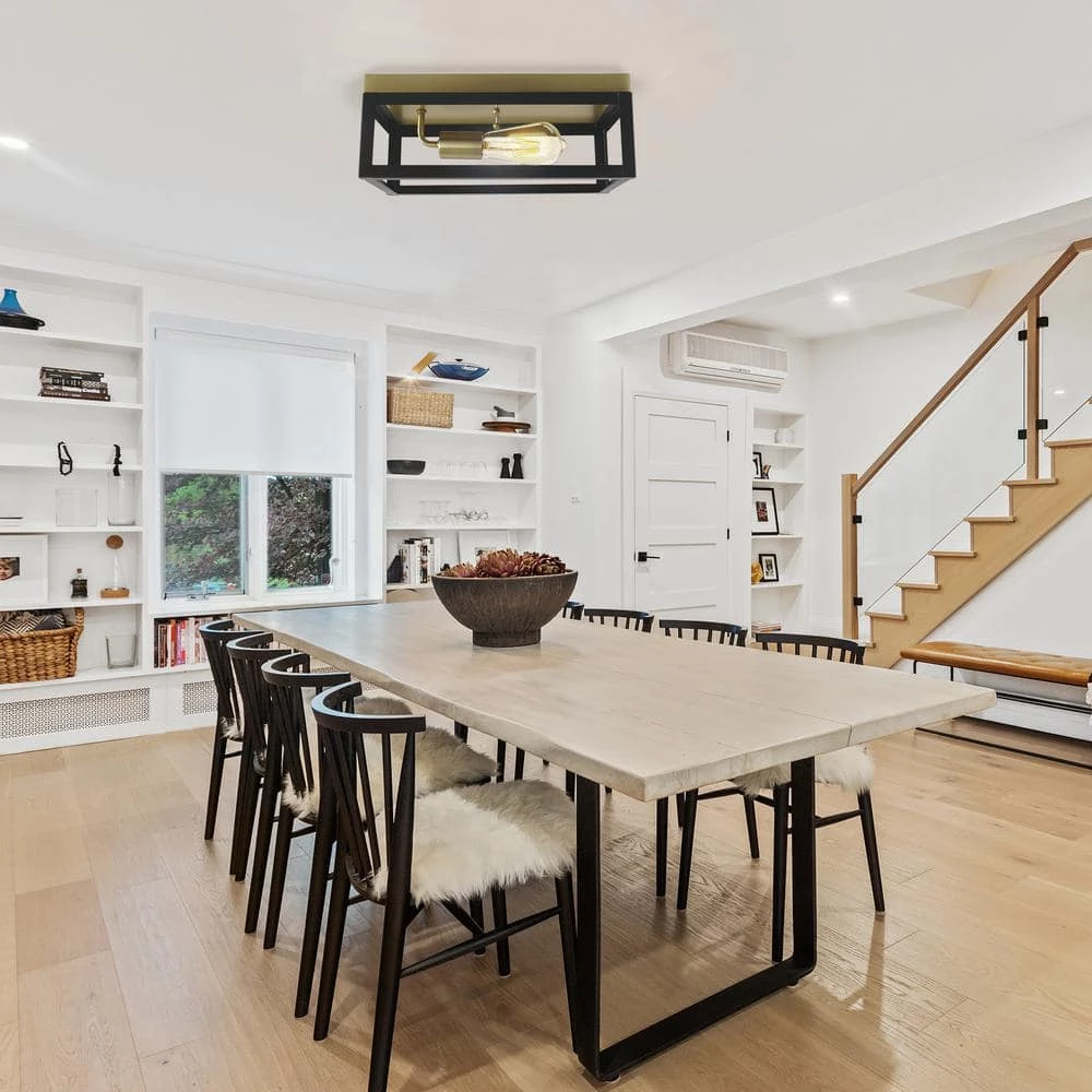 13 in. 1-Light Matte Black Flush Mount Metal Square Cage Ceiling Light Fixture by Cedar Hill 8 13 in. 1-Light Matte Black Flush Mount Metal Square Cage Ceiling Light Fixture by Cedar Hill - Image 6