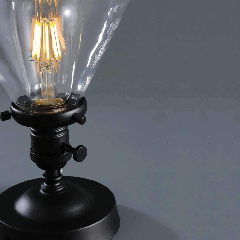 7.3 in. Black Metal Semi-Flush Mount Light with Shade by Cedar Hill 3 7.3 in. Black Metal Semi-Flush Mount Light with Shade by Cedar Hill - Image 2