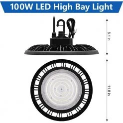 UFO 1ft 300-Watt Equivalent Integrated LED Non Dimmable Black High Bay Light, 5000K, (1 Pack) by Cedar Hill -Bella Depot || ULTRALAST GREEN Sales black cedar hill high bay lights 303002 4f 1000