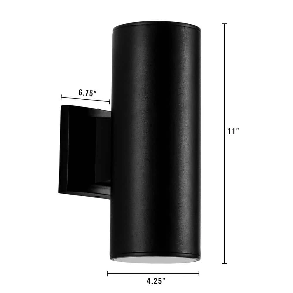 11 in. Cylinder Black LED Outdoor Wall Sconce by Cedar Hill 4 11 in. Cylinder Black LED Outdoor Wall Sconce by Cedar Hill - Image 3