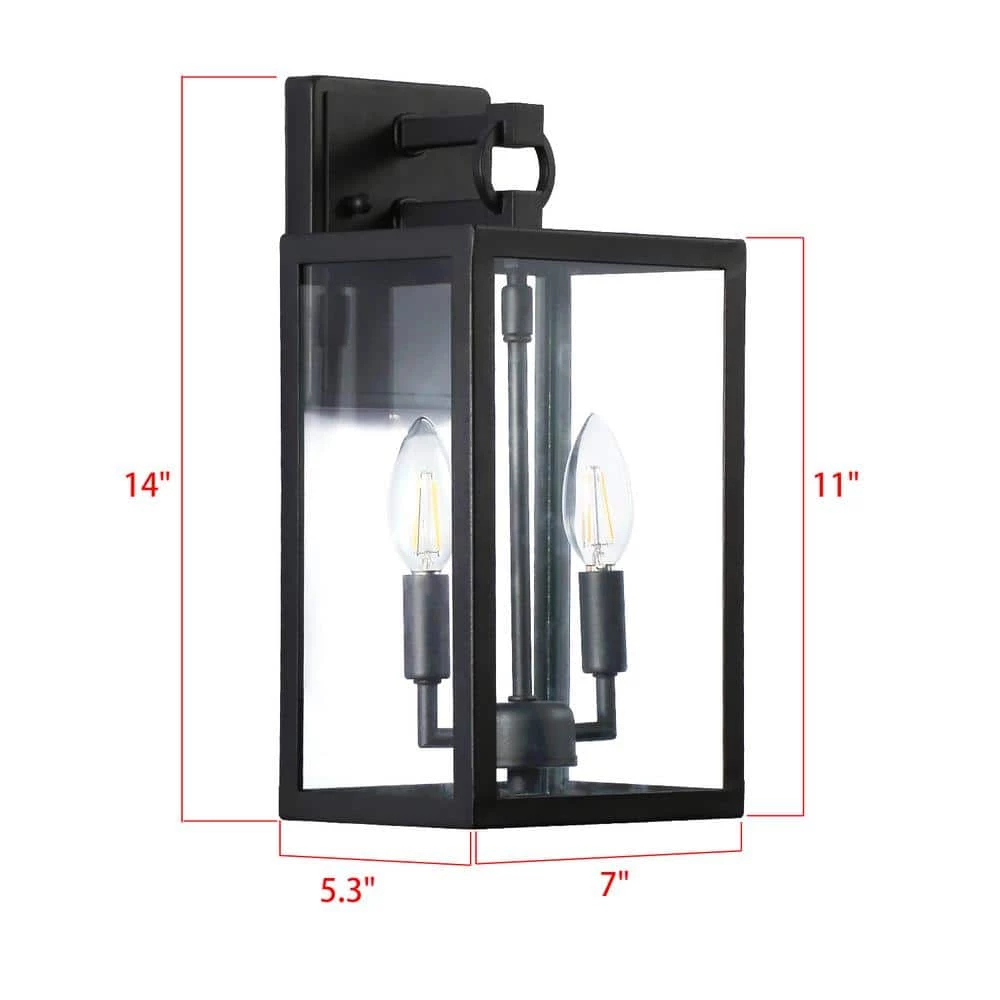 14 in. Black Metal Outdoor Wall Lantern Sconce Light by Cedar Hill 8 14 in. Black Metal Outdoor Wall Lantern Sconce Light by Cedar Hill - Image 6