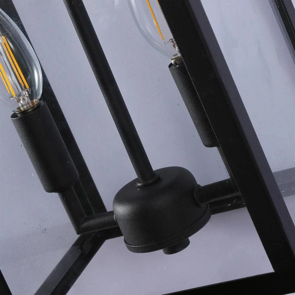 14 in. Black Metal Outdoor Wall Lantern Sconce Light (Set of 2) by Cedar Hill 8 14 in. Black Metal Outdoor Wall Lantern Sconce Light (Set of 2) by Cedar Hill - Image 6