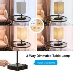 15 in. Black Desk lamp with Charging Outlet and USB Port Fabric Shade by Cedar Hill 12 15 in. Black Desk lamp with Charging Outlet and USB Port Fabric Shade by Cedar Hill -Bella Depot || ULTRALAST GREEN Sales black cedar hill table lamps 411008 1f 1000