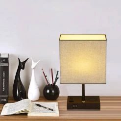 17 in. Black Wireless Charging Table Lamp with USB Port by Cedar Hill -Bella Depot || ULTRALAST GREEN Sales black cedar hill table lamps 415802 31 1000