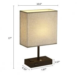 17 in. Black Wireless Charging Table Lamp with USB Port by Cedar Hill -Bella Depot || ULTRALAST GREEN Sales black cedar hill table lamps 415802 76 1000