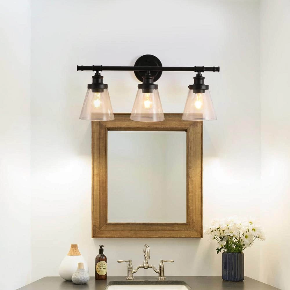 3-Light Black Vanity Light by Cedar Hill 8 3-Light Black Vanity Light by Cedar Hill - Image 6