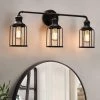 24 in. 3-Light Black Industrial Vanity with Metal Cage Wall Sconce by Cedar Hill 1 24 in. 3-Light Black Industrial Vanity with Metal Cage Wall Sconce by Cedar Hill -Bella Depot || ULTRALAST GREEN Sales black cedar hill vanity lighting 412505 64 1000