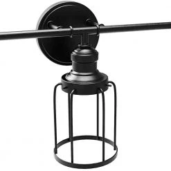 24 in. 3-Light Black Industrial Vanity with Metal Cage Wall Sconce by Cedar Hill -Bella Depot || ULTRALAST GREEN Sales black cedar hill vanity lighting 412505 fa 1000