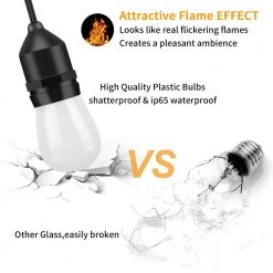 15-Light Outdoor/Indoor 48 ft. Plug-in Globe Bulb Flickering Flame String Light with Remote Decorative Lights by Cedar Hill -Bella Depot || ULTRALAST GREEN Sales black string light cedar hill string lights 108302 1f 1000