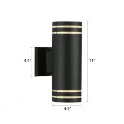 11 in. LED Wall Lights, Waterproof 25-Watt Cylinder Up and Down Wall Lights for Yard Garage by Cedar Hill 12 11 in. LED Wall Lights, Waterproof 25-Watt Cylinder Up and Down Wall Lights for Yard Garage by Cedar Hill -Bella Depot || ULTRALAST GREEN Sales black wall sconce cedar hill outdoor sconces 107402 c3 1000