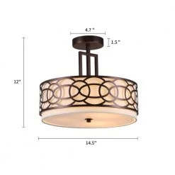 14.5 in. 3-Light Bronze Drum Semi-Flush Mount by Cedar Hill -Bella Depot || ULTRALAST GREEN Sales bronze cedar hill flush mount lights 413406 1f 1000
