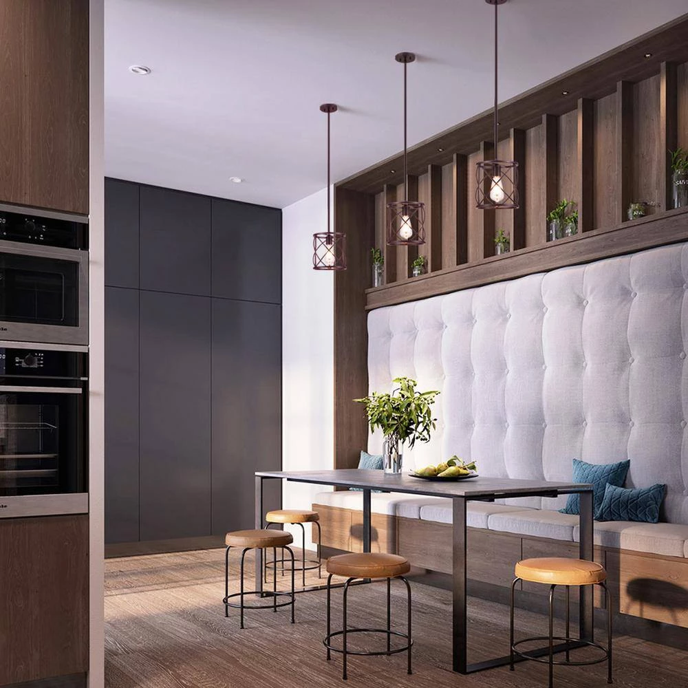 1-Light Brown Stainless Steel Outdoor Lantern Cylinder Pendant by Cedar Hill 7 1-Light Brown Stainless Steel Outdoor Lantern Cylinder Pendant by Cedar Hill - Image 5