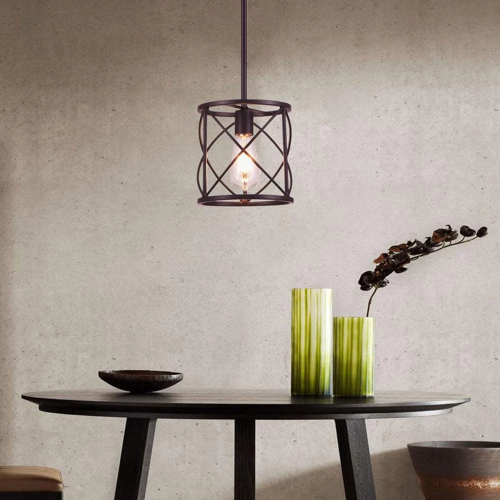 1-Light Brown Stainless Steel Outdoor Lantern Cylinder Pendant by Cedar Hill 3 1-Light Brown Stainless Steel Outdoor Lantern Cylinder Pendant by Cedar Hill