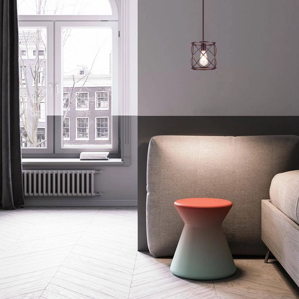 1-Light Brown Stainless Steel Outdoor Lantern Cylinder Pendant by Cedar Hill 8 1-Light Brown Stainless Steel Outdoor Lantern Cylinder Pendant by Cedar Hill - Image 6