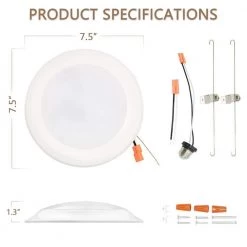 7.5 in. Tunable CCT Integrated LED J-Box or Recessed Can Mounted Disk Light by Cedar Hill -Bella Depot || ULTRALAST GREEN Sales cedar hill recessed lighting trims 413201 44 1000