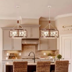 Modern Farmhouse 4-Light Chrome Vintage Wood Drum Chandelier with Adjustable Hanging Chain by Bella Depot -Bella Depot || ULTRALAST GREEN Sales chrome bella depot chandeliers fc4058 4c 31 1000