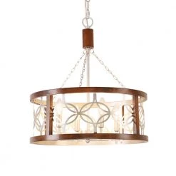 Modern Farmhouse 4-Light Chrome Vintage Wood Drum Chandelier with Adjustable Hanging Chain by Bella Depot -Bella Depot || ULTRALAST GREEN Sales chrome bella depot chandeliers fc4058 4c 44 1000