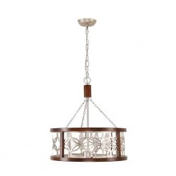 Bella Depot || ULTRALAST GREEN Sales 31 Modern Farmhouse 4-Light Chrome Vintage Wood Drum Chandelier with Adjustable Hanging Chain by Bella Depot