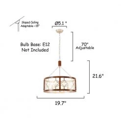 Modern Farmhouse 4-Light Chrome Vintage Wood Drum Chandelier with Adjustable Hanging Chain by Bella Depot -Bella Depot || ULTRALAST GREEN Sales chrome bella depot chandeliers fc4058 4c 76 1000