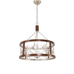 Modern Farmhouse 4-Light Chrome Vintage Wood Drum Chandelier with Adjustable Hanging Chain by Bella Depot -Bella Depot || ULTRALAST GREEN Sales chrome bella depot chandeliers fc4058 4c c3 1000
