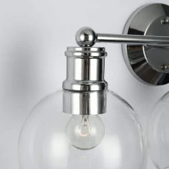 3-Light Bathroom Lighting Fixture Modern Glass Shades Chrome Vanity Lights by Cedar Hill -Bella Depot || ULTRALAST GREEN Sales chrome vanity lightng cedar hill vanity lighting 417305 4f 1000