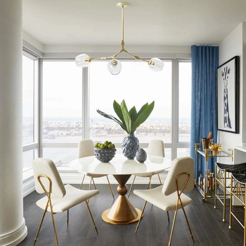 3-Light Clear Modern Linear Chandelier with Gold Adjustable Arms and Glass Shades by Bella Depot 7 3-Light Clear Modern Linear Chandelier with Gold Adjustable Arms and Glass Shades by Bella Depot - Image 5