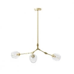 Bella Depot || ULTRALAST GREEN Sales 16 3-Light Clear Modern Linear Chandelier with Gold Adjustable Arms and Glass Shades by Bella Depot
