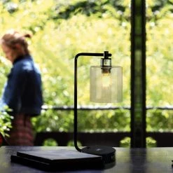 19 in. Clear Table Lamp with Wireless Charger and Glass Shade by Cedar Hill 15 19 in. Clear Table Lamp with Wireless Charger and Glass Shade by Cedar Hill -Bella Depot || ULTRALAST GREEN Sales clear cedar hill table lamps 414802 76 1000