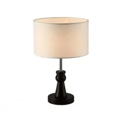 15 in. Dark Bronze Table Lamp with Wood Base by Cedar Hill