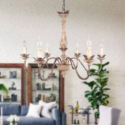 6-Light Distressed White Traditional Bronze Chandelier with Adjustable Chain by Bella Depot -Bella Depot || ULTRALAST GREEN Sales distressed white bella depot chandeliers fc4010 44 1000