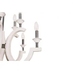 French Country 10-Light Vintage Distressed White Wood Farmhouse Candlestick Chandelier Adjustable Pendant Light by Bella Depot -Bella Depot || ULTRALAST GREEN Sales distressed white bella depot chandeliers fc4038 10w 66 1000