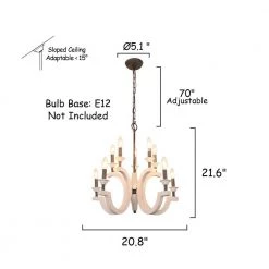 French Country 10-Light Vintage Distressed White Wood Farmhouse Candlestick Chandelier Adjustable Pendant Light by Bella Depot -Bella Depot || ULTRALAST GREEN Sales distressed white bella depot chandeliers fc4038 10w fa 1000