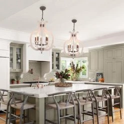 5-Light Distressed White Cottage Chic Chandelier Candle Style Pendant with Adjustable Chain by Bella Depot -Bella Depot || ULTRALAST GREEN Sales distressed white bella depot chandeliers fc4041 5w 31 1000