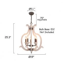 5-Light Distressed White Cottage Chic Chandelier Candle Style Pendant with Adjustable Chain by Bella Depot -Bella Depot || ULTRALAST GREEN Sales distressed white bella depot chandeliers fc4041 5w 76 1000
